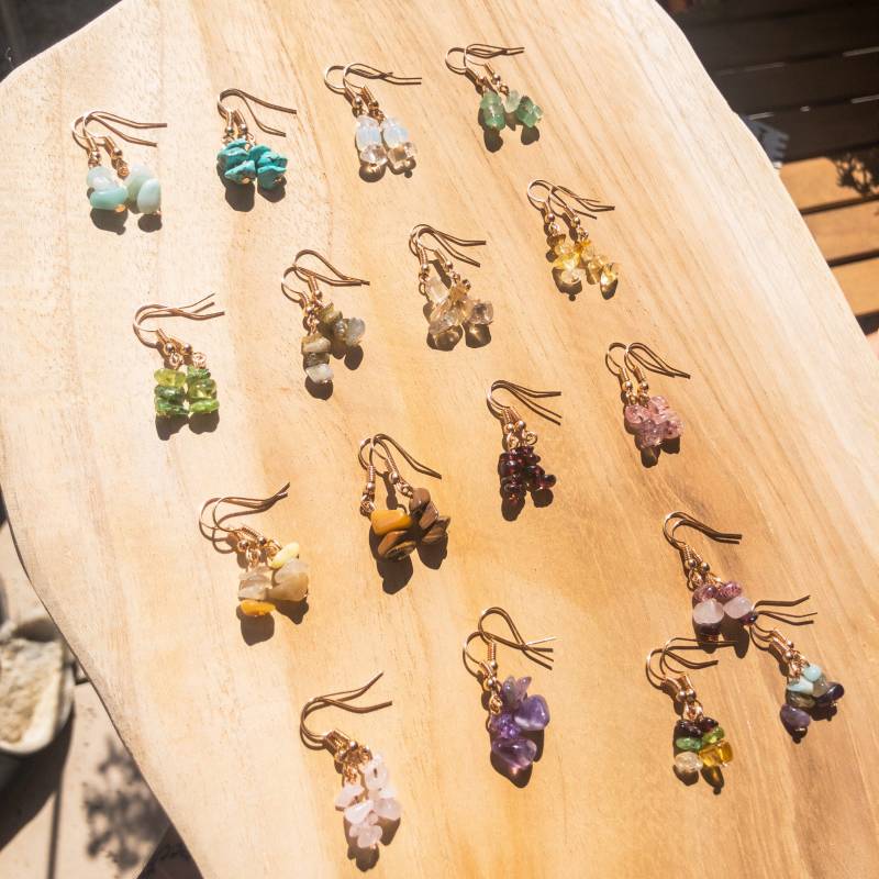 Edelstein Ohrringe - Splitter Gold Bunt Ohrhänger von ArtundWeiseShop