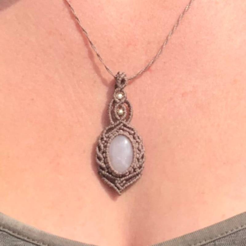 Makramee Kette Mit Edelstein Rosenquarz von ArtundWeiseShop