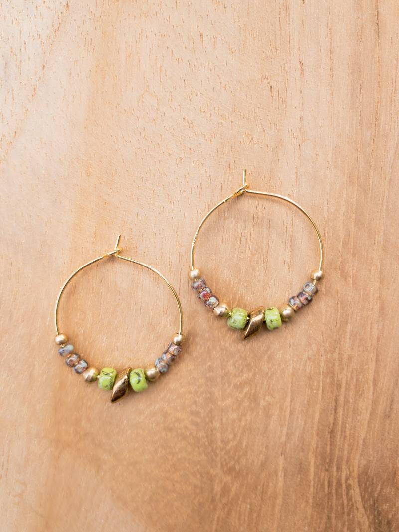 Perlen Kreolen - Gold Bunt Grün 18K Vergoldet von ArtundWeiseShop