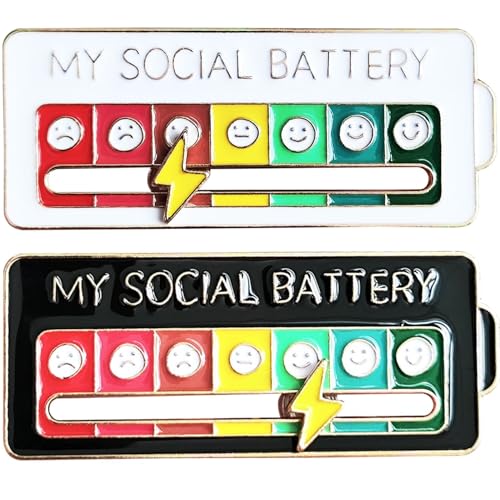 Arturbo Kreative Social Batterieschieber Introvertierte, coole Emaille-Anstecknadeln, funktionale, ästhetische Anstecknadeln für Rucksäcke, Taschen, Hüte, Geschenke, Dekoration, 2 Stück von Arturbo