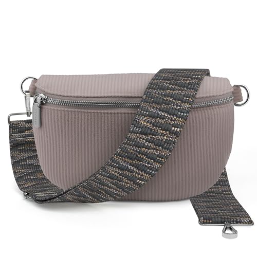 Artvall - Umhängetasche Cord Tasche Handtasche weiche Cordtasche Bauchtasche Klein mit Schultergurt Design Taschenband abnehmbar verstellbares Riemen Crossbody Bag Hüfttasche Damen mit Reißverschluss von Artvall
