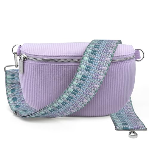 Artvall - Umhängetasche Cord Tasche Handtasche weiche Cordtasche Bauchtasche Klein mit Schultergurt Design Taschenband abnehmbar verstellbares Riemen Crossbody Bag Hüfttasche Damen mit Reißverschluss von Artvall