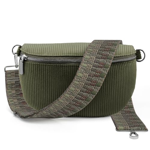 Artvall - Umhängetasche Cord Tasche Handtasche weiche Cordtasche Bauchtasche Klein mit Schultergurt Design Taschenband abnehmbar verstellbares Riemen Crossbody Bag Hüfttasche Damen mit Reißverschluss von Artvall