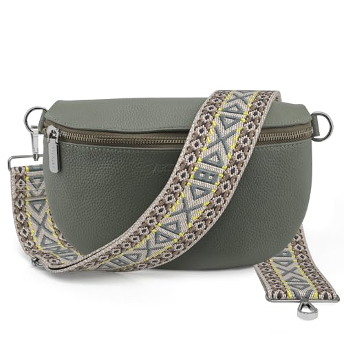 Artvall - Umhängetasche Echtleder Tasche Handtasche Leder Bauchtasche Klein mit Schultergurt Design Taschenband abnehmbar verstellbares Riemen Crossbody Bag Echt Ledertasche Damen mit Reißverschluss von Artvall