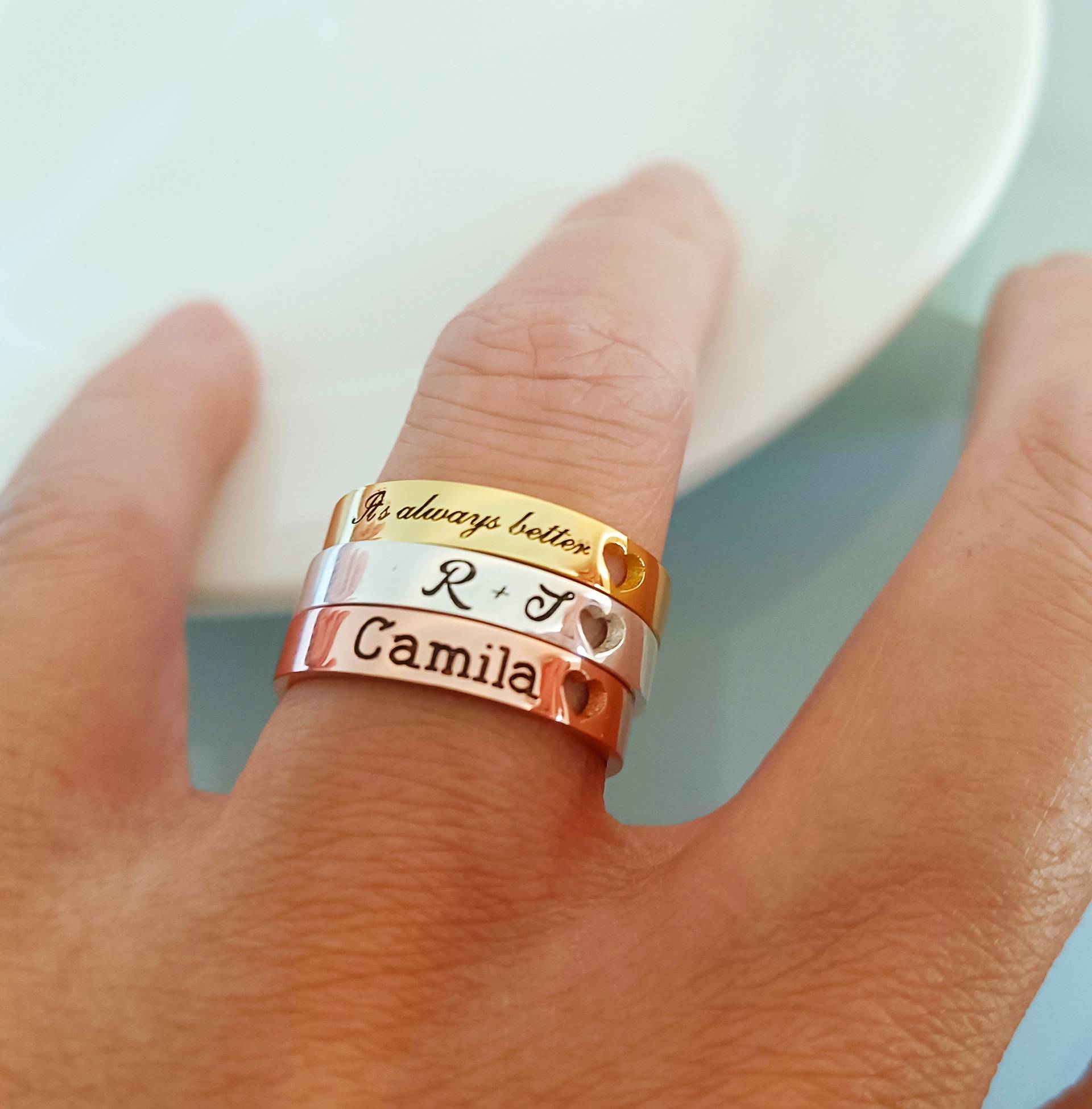 Innen Innen Gravierter Ring, Personalisierter Namensring, Geschenk Für Sie Innen Innen Gravierter Ring, Personalisierter Namensring, Geschenk Für Sie von Artworkgf