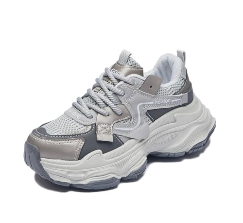 Artykey Plateau Sneaker Damen Y2K Leicht Turnschuhe Atmungsaktive Sportschuhe Ganztägige Bequeme Walking Schuhe Grau 36 von Artykey