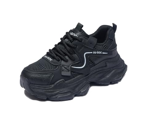 Artykey Plateau Sneaker Damen Y2K Leicht Turnschuhe Atmungsaktive Sportschuhe Ganztägige Bequeme Walking Schuhe Schwarz 39 von Artykey