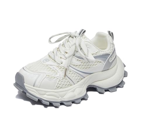 Artykey Plateau Sneaker Damen Y2K Leicht Turnschuhe Atmungsaktive Sportschuhe Ganztägige Bequeme Walking Schuhe Beige 38 von Artykey