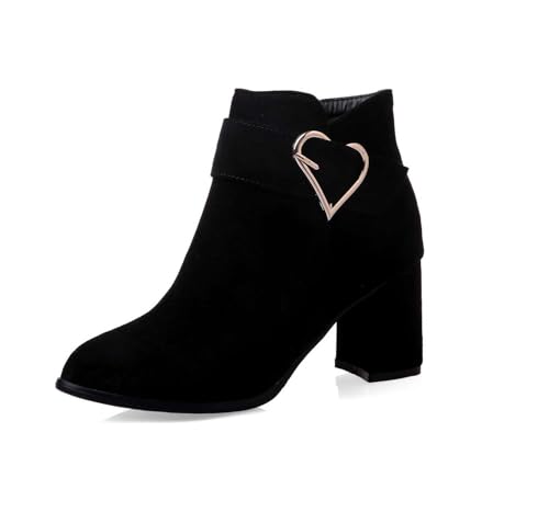 Artykey Stiefeletten Damen Mode Stiefel Casual Booties Hoher Absatz Runde Spitze Herbst Winter Ankle Boots von Artykey