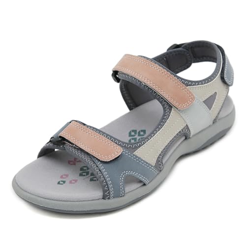 Artykey Trekkingsandalen Damen Sommer Elegant Bequeme Outdoor Sandalen 2024 Wandersandalen Flach Sport Sandale Rutschfeste Wasserschuhe Bohemian Strandsandalen von Artykey