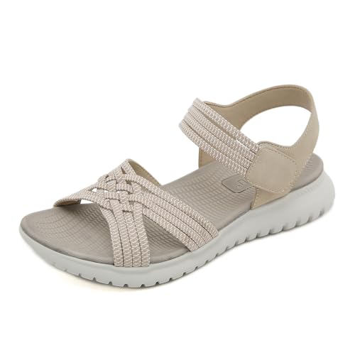 Artykey Trekkingsandalen Damen Sommer Outdoor Sandalen Wandersandalen Flach Elegant Bequeme Sport Sandale Rutschfeste Wasserschuhe Bohemian Strandsandalen von Artykey