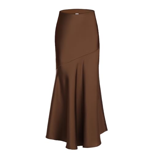 Damen Hohe Taille Satin Röcke Elegant Business Lang Bleistiftrock Cocktail Maxirock Freizeitrock M von Artykey