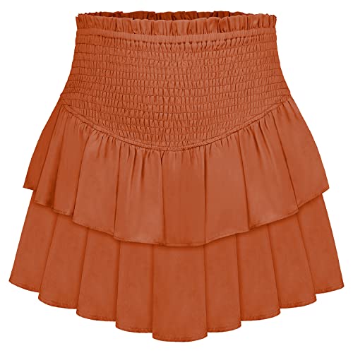 Damen Rüschen Mini Rock Niedlicher Hohe Taille Novelty Mehrlagige Kurzer Rock Shorts Sommer Casual Elastische Taille Faltenrock L von Artykey