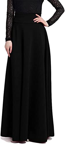 Rock Damen Maxi Winterrock,Rock ohne Falte,Hohe Elastizität Space Baumwolle,Vintage Elegant Hohe Taille Warm Lang röcke Casual Party Black 3XL von Artykey