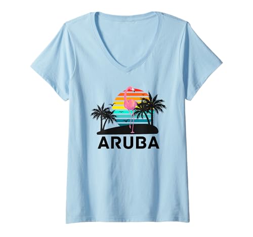 Damen Aruba T-Shirt mit V-Ausschnitt von Aruba-Souvenirladen
