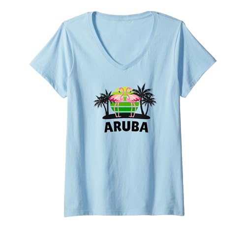 Damen Aruba T-Shirt mit V-Ausschnitt von Aruba-Souvenirladen
