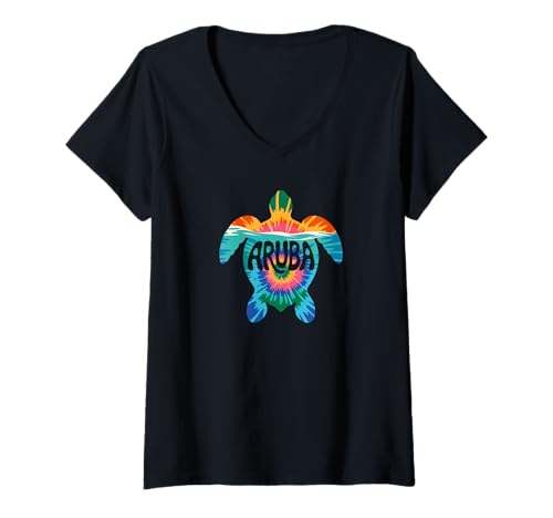 Damen Aruba T-Shirt mit V-Ausschnitt von Aruba-Souvenirladen