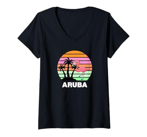 Damen Aruba T-Shirt mit V-Ausschnitt von Aruba-Souvenirladen
