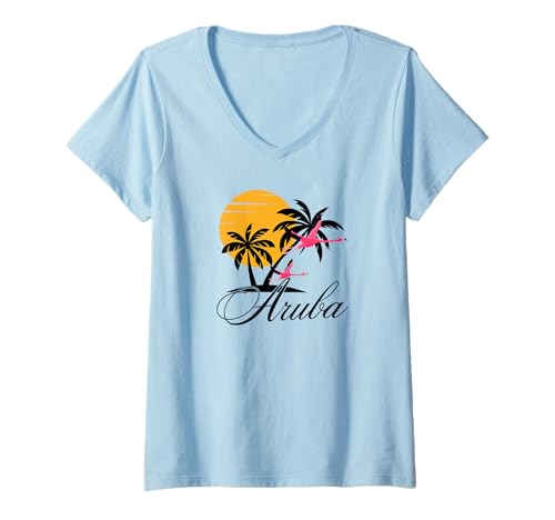 Damen Aruba T-Shirt mit V-Ausschnitt Damen Aruba T-Shirt mit V-Ausschnitt von Aruba-Souvenirladen