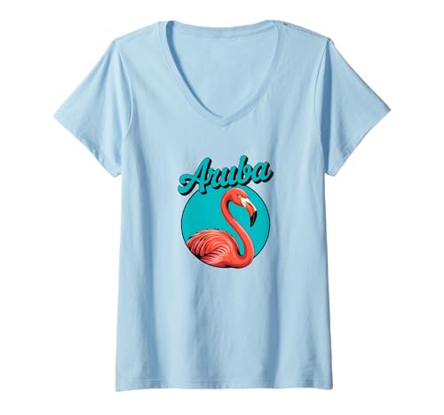Damen Aruba T-Shirt mit V-Ausschnitt von Aruba-Souvenirladen