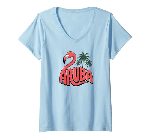 Damen Aruba T-Shirt mit V-Ausschnitt Damen Aruba T-Shirt mit V-Ausschnitt von Aruba-Souvenirladen