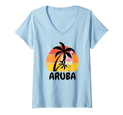 Damen Aruba T-Shirt mit V-Ausschnitt Damen Aruba T-Shirt mit V-Ausschnitt von Aruba-Souvenirladen