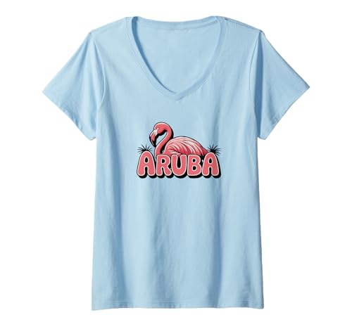 Damen Aruba T-Shirt mit V-Ausschnitt von Aruba-Souvenirladen