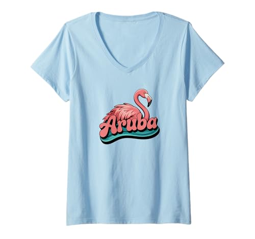 Damen Aruba T-Shirt mit V-Ausschnitt von Aruba-Souvenirladen