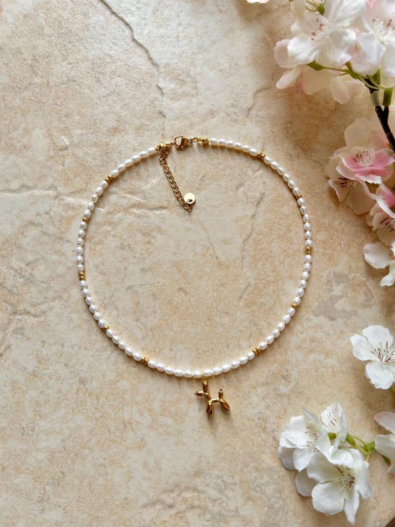 Handgemachte Halskette Mit Echten Süßwasserperlen/Ballonhund/Geschenk Weihnachten/Perlenkette/Personalisierte Halskette/Geschenkidee Für Sie von ArubaJewellery