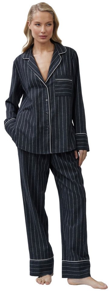 Aruelle Schlafanzug Exquisite Calm (Set, 2 tlg., 2-teilig) Damen Pyjama 2-teilig lang Webflanell Baumwolle Langarm geknöpft von Aruelle