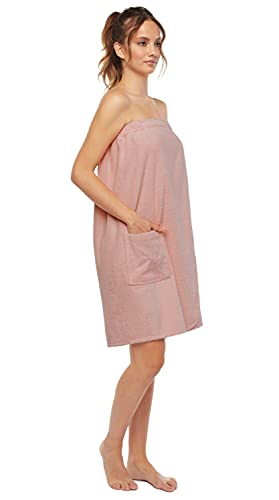 Arus Damen Bademantel GOTS Zertifiziert Bio 100% Türkische Frottee Baumwolle Robe Verstellbarer Verschluss Bath Wrap, powder pink, Large von Arus