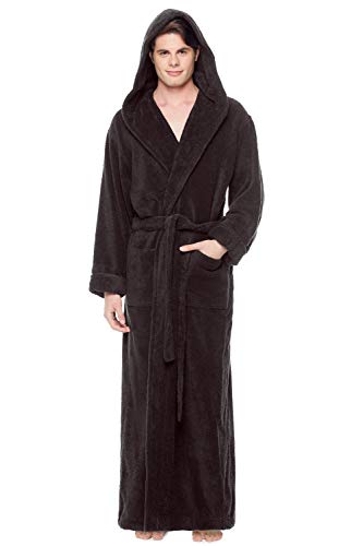 Arus Herren-Bademantel mit Kapuze, knöchellang, türkische Baumwolle - Braun - XX-Large von Arus