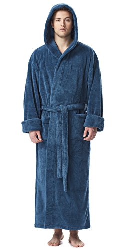 Arus Herren Fleece Robe Lange Kapuze Türkischer Bademantel - Grün - XX-Large von Arus