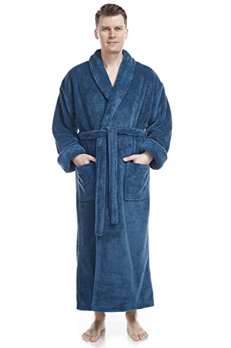 Arus Herren Schalkragen Volle Länge Hoch Lang Fleece Robe Türkischer Bademantel - Grün - Large-X-Large von Arus