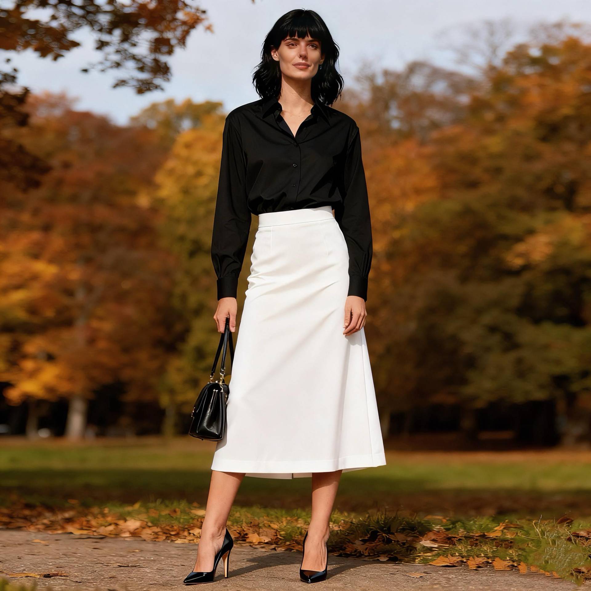 Elegant White Midi Skirt For Women, High Waist Slim Fit A Line Skirt, Minimalist Modern Office & Daily Spring Fall Outfit von Arvoryn
