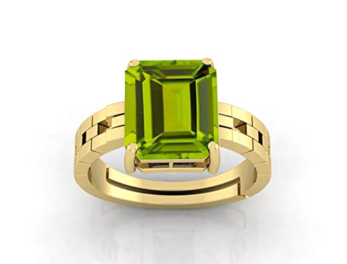 Arwacraft 10,25 Ratti 9,60 Karat zertifizierter natürlicher grüner Peridot Edelstein verstellbarer Ring/Anguthi für Damen und Herren - B09T3GKXMRNAMZ von Arwacraft