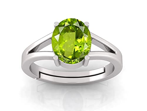 Arwacraft 10,25 Ratti 9,60 Karat zertifizierter natürlicher grüner Peridot Edelstein verstellbarer Ring / Anguthi für Damen und Herren - B09T3G5MMRNAMZ von Arwacraft