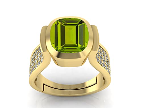 Arwacraft 10,25 Ratti 9,60 Karat zertifizierter natürlicher grüner Peridot Edelstein verstellbarer Ring / Anguthi für Damen und Herren - B09T3HVZMRNAMZ von Arwacraft
