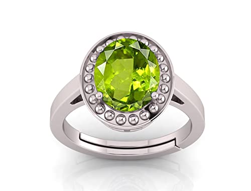 Arwacraft 6,25 Ratti 5,60 Karat zertifizierter natürlicher grüner Peridot Edelstein verstellbarer Ring/Anguthi für Damen und Herren - B09T3HQ9MRNAMZ von Arwacraft