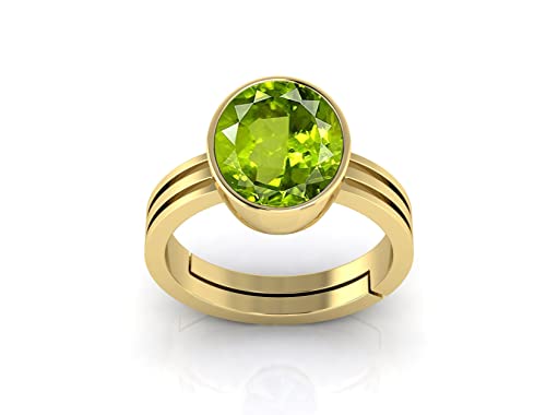 Arwacraft 7,25 Ratti 6,60 Karat zertifizierter natürlicher grüner Peridot Edelstein verstellbarer Ring/Anguthi für Damen und Herren - B09T3FZ8MRNAMZ von Arwacraft