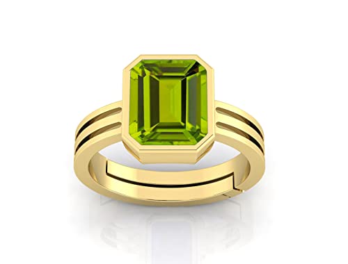Arwacraft 7,25 Ratti 6,60 Karat zertifizierter natürlicher grüner Peridot Edelstein verstellbarer Ring/Anguthi für Damen und Herren - B09T3H9FMRNAMZ von Arwacraft
