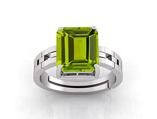 Arwacraft 7,25 Ratti 6,60 Karat zertifizierter natürlicher grüner Peridot Edelstein verstellbarer Ring/Anguthi für Damen und Herren - B09X1HBTMRNAMZ von Arwacraft