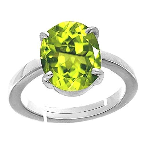 Arwacraft 7,25 Ratti 6,70 Karat zertifizierter natürlicher grüner Peridot Edelstein plattierter verstellbarer Ring für Damen und Herren - B0CXMX2XMRNAMZ von Arwacraft