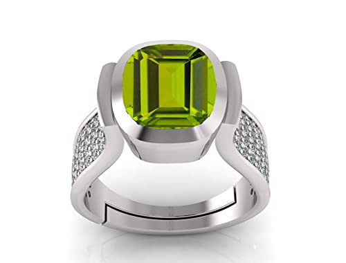 Arwacraft 8,25 Ratti 7,60 Karat zertifizierter natürlicher grüner Peridot Edelstein verstellbarer Ring/Anguthi für Damen und Herren - B09T3G8FMRNAMZ von Arwacraft
