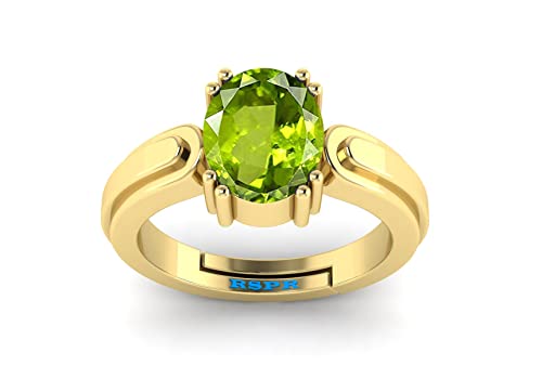 Arwacraft 9,25 Ratti 8,60 Karat zertifizierter natürlicher grüner Peridot Edelstein verstellbarer Ring/Anguthi für Damen und Herren - B09T3DFMMRNAMZ von Arwacraft