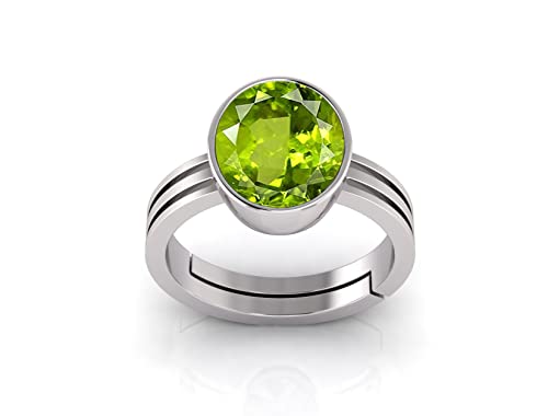 Arwacraft 9,25 Ratti 8,60 Karat zertifizierter natürlicher grüner Peridot Edelstein verstellbarer Ring/Anguthi für Damen und Herren - B09T3FS9MRNAMZ von Arwacraft
