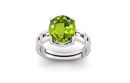 Arwacraft 9,25 Ratti 8,60 Karat zertifizierter natürlicher grüner Peridot Edelstein verstellbarer Ring/Anguthi für Damen und Herren - B09T3GZJMRNAMZ von Arwacraft