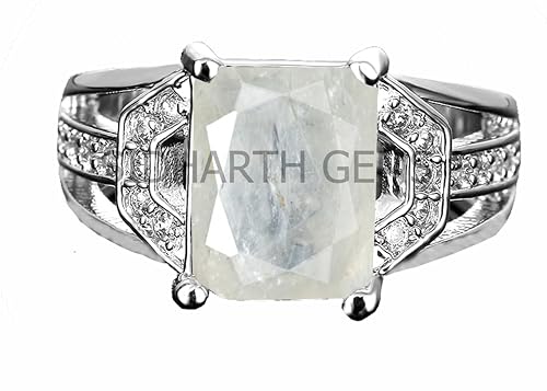 Ratti Ceylon White Sapphire/Safed Pukhraj Lab Certified, Panchdhatu Adjaistaible Brass Finger Ring Certified Natural Gemstone Aaa++ Quality For Man And Women-B0CKN5CFMRNAMZ von Arwacraft