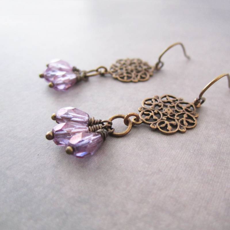Baumeln Ohrringe - Lila Spitze Filigran von ArxRosarum