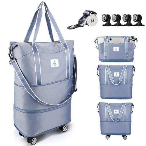 Arxus Reisetasche Erweiterbar mit Rollen, Faltbare Handgepäck Tasche Großer Reisetaschen für Damen und Herren zum Reisen Sport Camping Weekender Übernachtung 25L-55L von Arxus